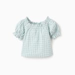 Top en Vichy avec Texture Fille 'B&S', Vert Aqua/Blanc