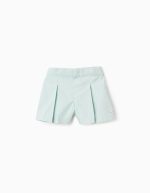 Short plissé en popeline bébé fille, bleu clair