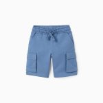 Short de survêtement avec poches cargo pour garçon, bleu