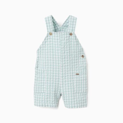 Combinaison Vichy avec Texture Bébé Garçon 'B&S', Vert Aqua/Blanc