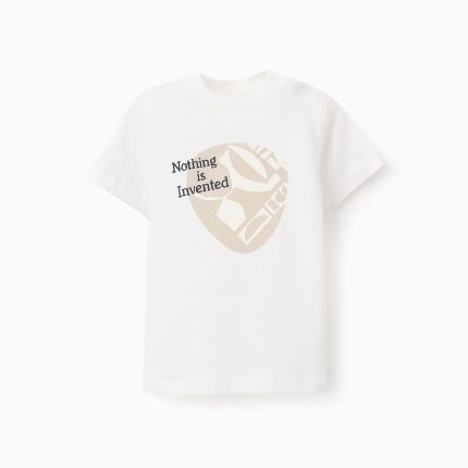 T-shirt en coton bébé garçon 'Rien n'est inventé', blanc