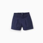 Short en popeline bébé fille, bleu foncé