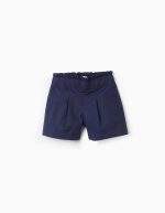 Short en popeline bébé fille, bleu foncé