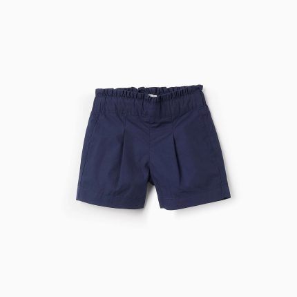 Short en popeline bébé fille, bleu foncé