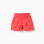 Short en popeline bébé fille, rouge