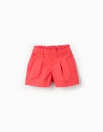 Short en popeline bébé fille, rouge