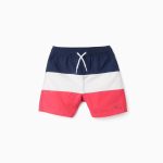 Short de bain color block garçon, bleu/blanc/rouge