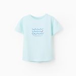 T-shirt Fille en Coton 'Waves', Vert Aqua