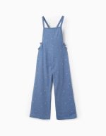 Combinaison en coton fleuri fille, bleu