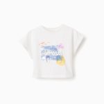T-shirt Court en Coton Fille 'Lovely', Blanc