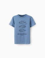 T-shirt en coton garçon 'Fish', bleu