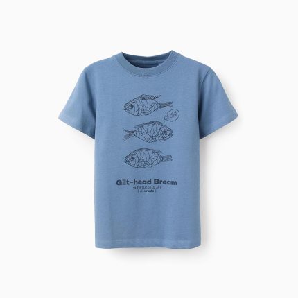 T-shirt en coton garçon 'Fish', bleu