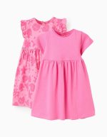Lot de 2 robes en coton bébé fille 'Navy', rose
