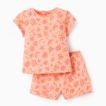 T-shirt + Short à Motif Bébé Fille 'Beach', Corail