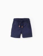 Short en popeline bébé garçon, bleu foncé