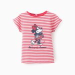 T-shirt rayé en coton bébé fille 'Minnie', Blanc/Rouge