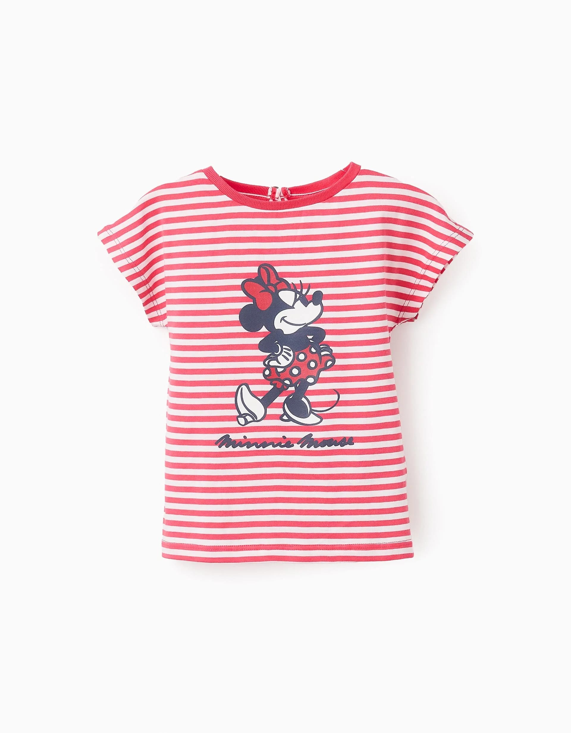 31071178040-0 T-shirt rayé en coton bébé fille 'Minnie', Blanc/Rouge – Image 1