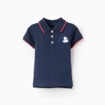 Polo en Piqué de Coton Bébé Garçon 'Mickey', Bleu Foncé