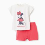 T-shirt + Short avec Noeud Bébé Fille 'Minnie', Blanc/Rouge
