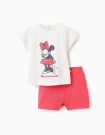 T-shirt + Short avec Noeud Bébé Fille 'Minnie', Blanc/Rouge
