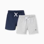 Lot de 2 shorts en jersey de coton bébé garçon, bleu/gris