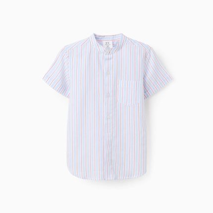 Chemise rayée en coton pour garçon, blanc/bleu/rouge