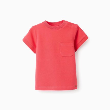 T-shirt en piqué de coton avec poche bébé garçon, rouge