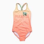 Maillot de bain à paillettes et bretelles tressées fille, jaune