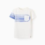 T-shirt en coton avec poche pour garçon, blanc