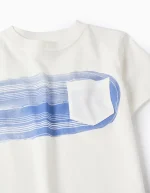 T-shirt en coton avec poche pour garçon, blanc – Image 3