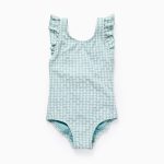 Maillot de Bain Vichy à Volants Bébé Fille 'B&S', Vert Aqua