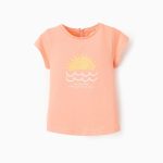 T-shirt en coton bébé fille 'Sunshine', Corail