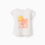 T-shirt en coton bébé fille 'Nature', blanc