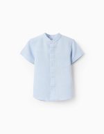 Chemise col Mao avec poche bébé garçon bleu clair