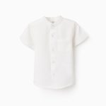 Chemise col Mao et poche bébé garçon, blanc