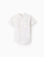 Chemise col Mao et poche bébé garçon, blanc