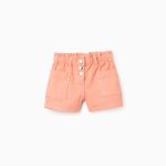 Short taille paperbag pour bébé fille, corail