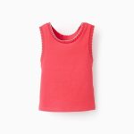 Débardeur côtelé fille, rouge
