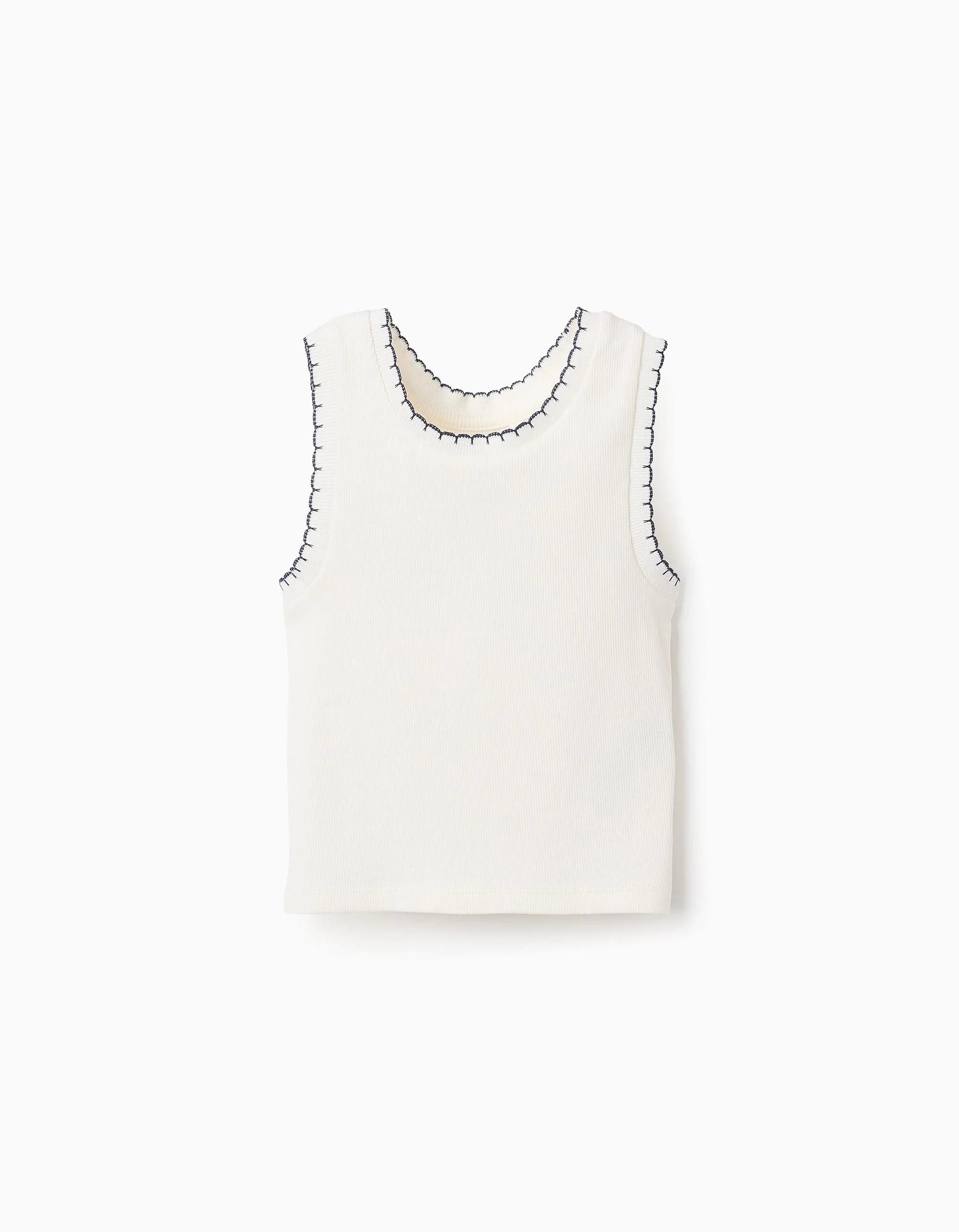 31071563041-0 Débardeur côtelé pour fille, blanc – Image 1