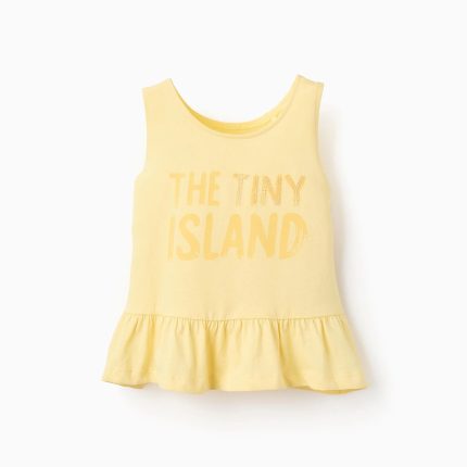 Top Fille en Coton à Paillettes et Volants 'Island', Jaune