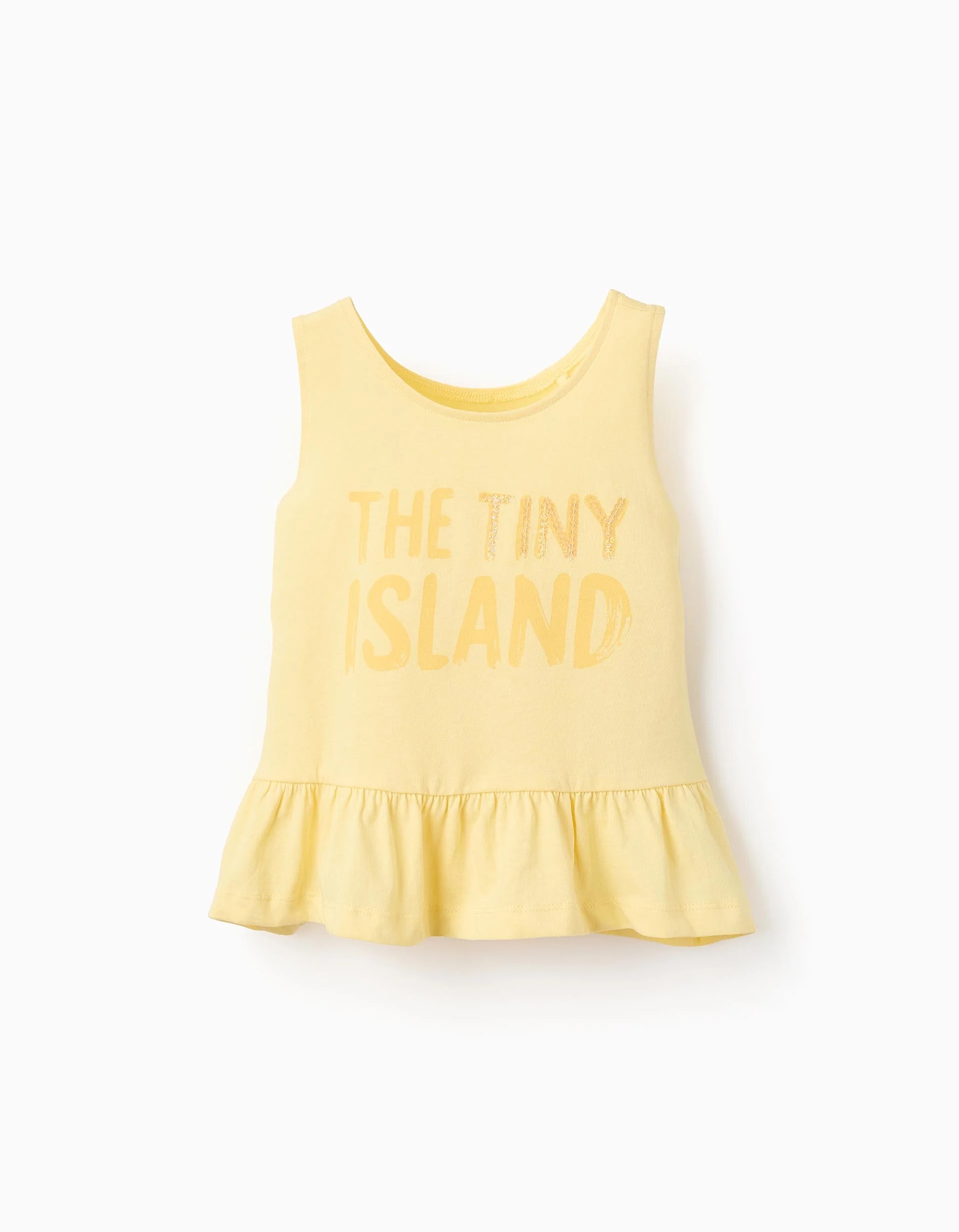 31071642033-0.bk Top Fille en Coton à Paillettes et Volants 'Island', Jaune – Image 1