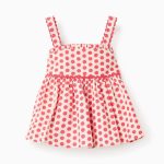 Haut à bretelles à pois pour fille, blanc/rouge