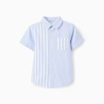 Chemise rayée à manches courtes pour bébé garçon, bleu/blanc