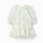 ROBE ML FLEURS 3D, BLANCHE