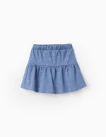 Jupe en coton fleuri fille, bleu