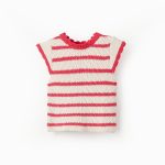 Haut en tricot rayé bébé fille, beige/rouge