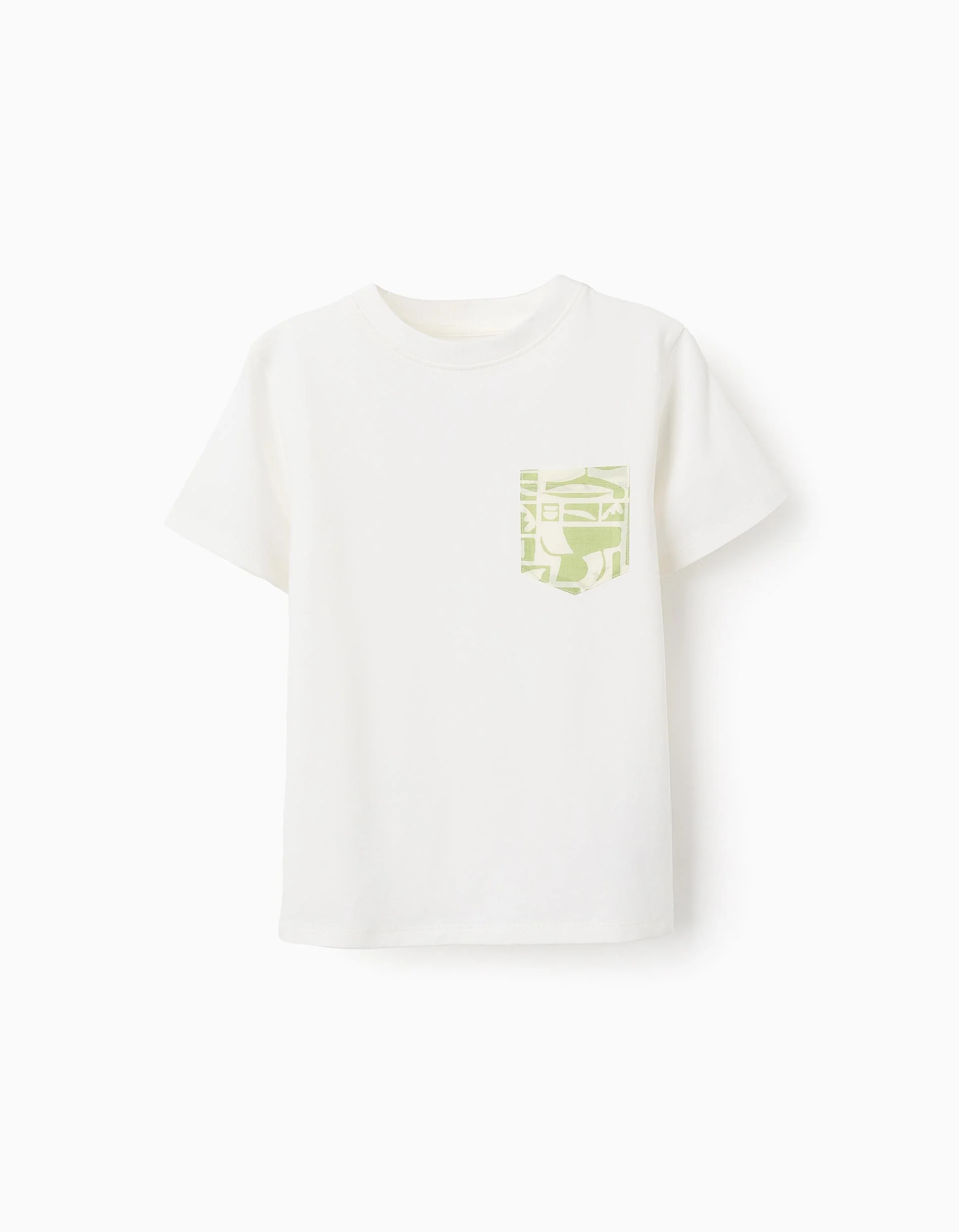 31071788041-0.bk_.jpg T-shirt en coton avec poche contrastée pour garçon, blanc – Image 1