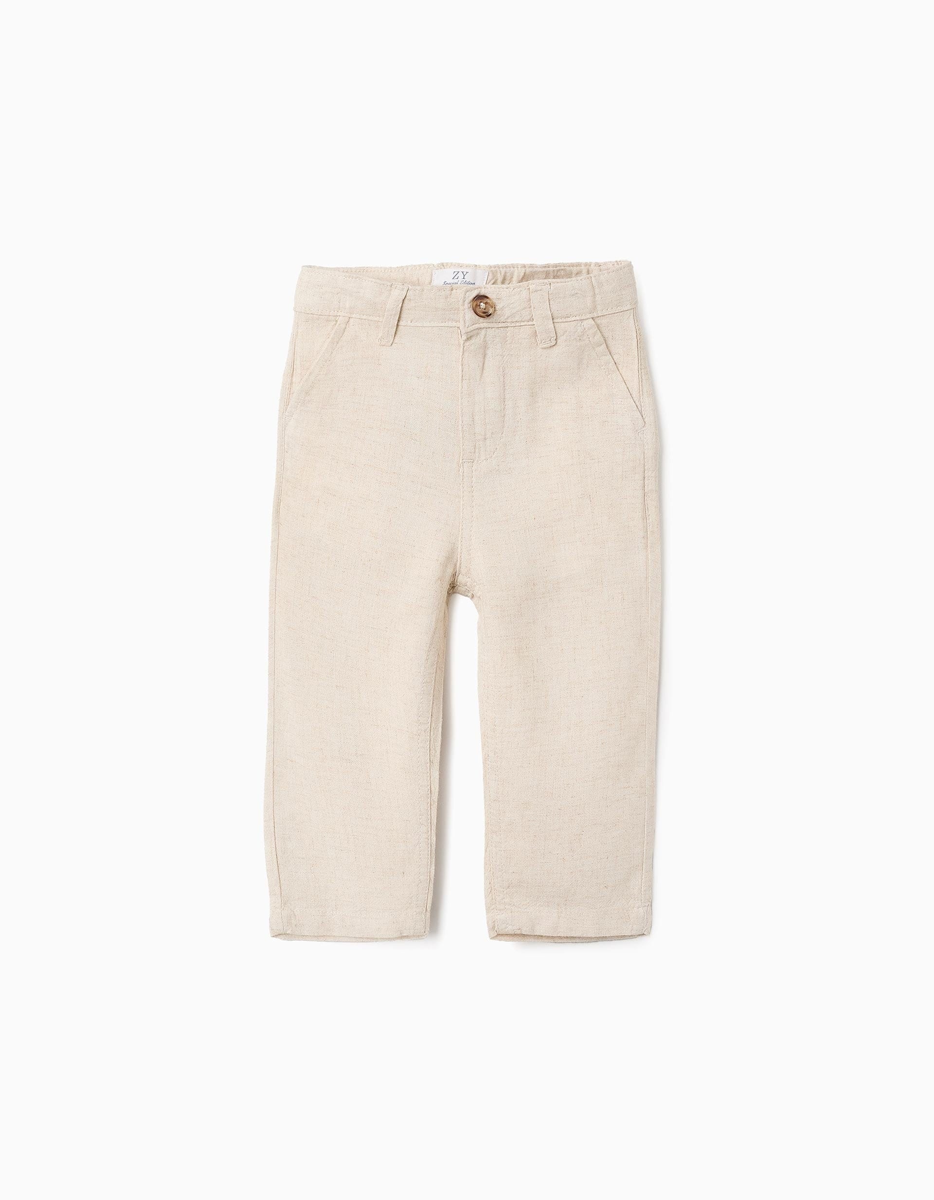 31071831001-0-2.jpg Pantalon en lin bébé garçon, beige – Image 1
