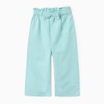 Pantalon bébé fille en coton et lin, bleu clair