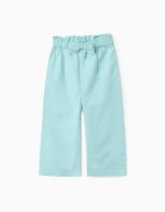Pantalon bébé fille en coton et lin, bleu clair